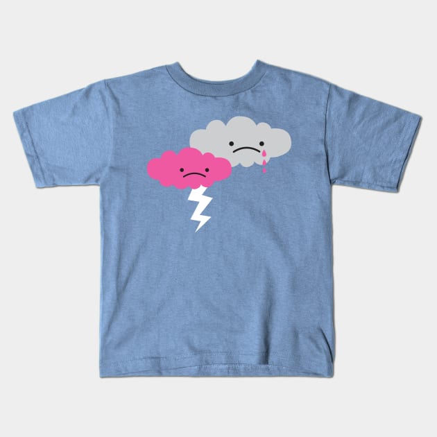 Sad Rain Clouds I Kids T-Shirt by littleoddforest